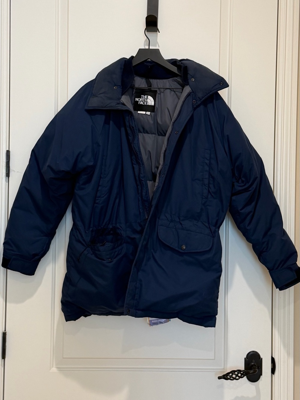 Vintage North Face Men's Navy Blue Puffer Ski Parka